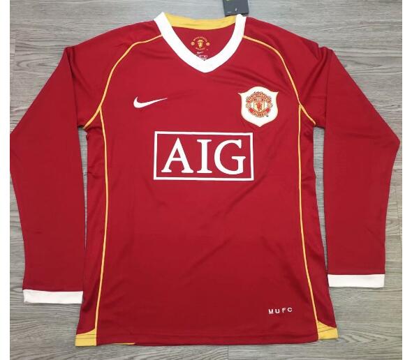 2006-07 Manchester United Retro Long Sleeve Home Kit Soccer Jersey